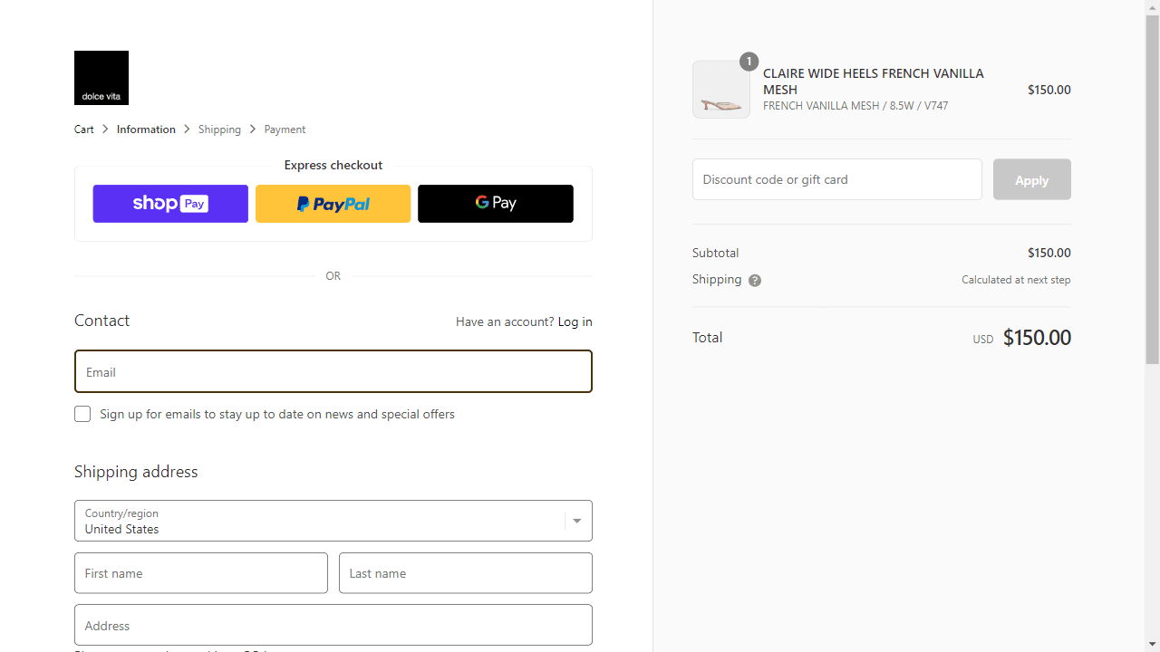 How to apply Dolce Vita coupon code